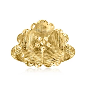 Ross-Simons Italian 14kt Yellow Gold Flower Ring. Size 5 - Picture 1 of 4