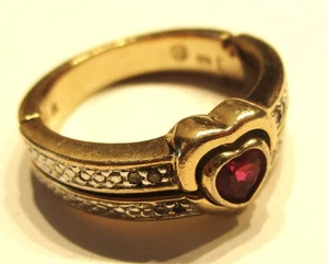 SILVER GOLD PLATED RUBY & DIAMOND ETERNITY RING OPENS "ALWAYS FOREVER" LEGEND L - Picture 1 of 4