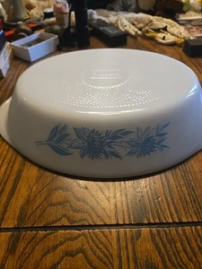 Cazuela dividida de vidrio con leche Glasbake vintage cardo azul J2352 EE. UU.  - Imagen 1 de 8