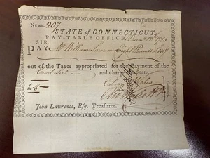 1785 Connecticut Pay Table Office Colonial Currency Note Bill from Estate Sale - Picture 1 of 4