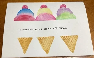 Hand Painted Watercolour Birthday Cards With Envelope, Blank Inside, Free Post - Picture 1 of 2