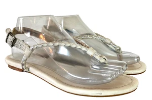 Frye Madison Braid Sling Sandals Thongs T-Straps Ivory Leather Size 7.5 Shoes - Picture 1 of 17