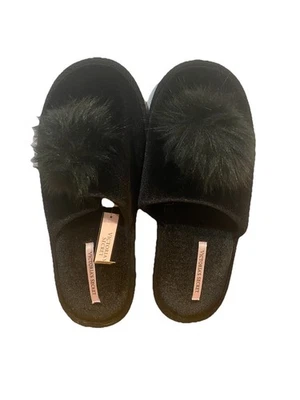 Victoria Secret Peluche Clásico Terciopelo Negro Topped con Puff Ball Talla Grande Foto 1 de 3