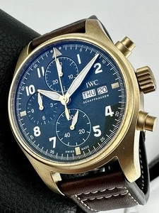IWC PILOTS WATCH CHRONOGRAPH SPITFIRE BRONZE IW387902 GREEN DIAL 41MM Serviced - Picture 1 of 12