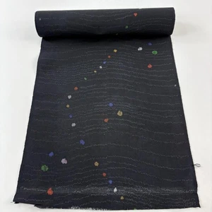 JAPANISCHER KIMONO STOFF STOFF BOLZEN SCHWARZ TSUMUGI REINE SEIDE AA5493 - Bild 1 von 5