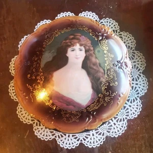 Rare Victorian Lady Trinket powder Dish Decor Vanity Hinged Art Deco Retro VTG - Picture 1 of 12