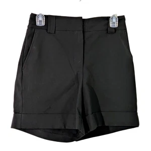 Rachel Zoe Black Cuffed Tailored Shorts Dress Golf Casual 4 in. Size 2 NWOT - Picture 1 of 7