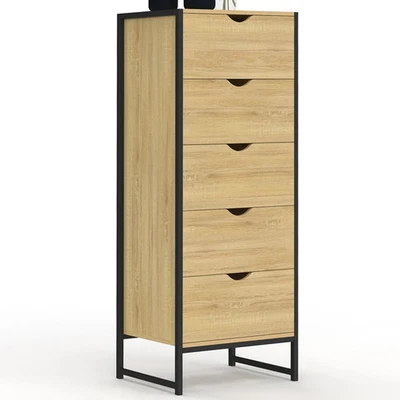 Chiffonnier 5 tiroirs DETROIT 45 cm commode semainier design industriel - Photo 1/4