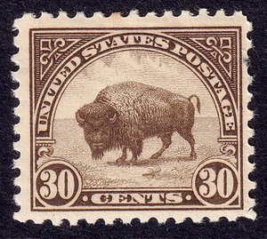 US Scott 569, 1923 American Buffalo, 30c marrón oliva, H COMO NUEVO - Imagen 1 de 1