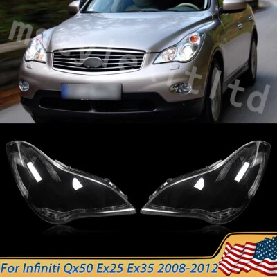 For 2008-2012 Infiniti QX50 EX25 EX35 Left Right Headlight Headlamp Lens Cover - Image 1 of 4