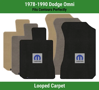 Alfombrillas delanteras Lloyd Classic Loop para Dodge Omni del 78-90 con logotipo azul M-Mopar Foto 1 de 4