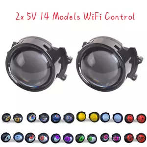 2x 5V LED 14 Models Devil Demon Evil Eyes WiFi Control Headlight Projector Lamp - Picture 1 of 8