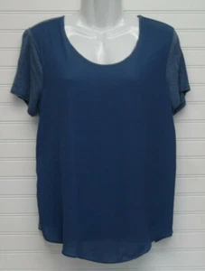 Ann Taylor Loft Front Sheer Blue Top Size M - Picture 1 of 4