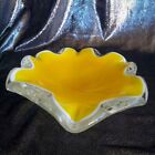 VTG Large Murano Sommerso Yellow/White/Clear very thick glass bowl or ashtray