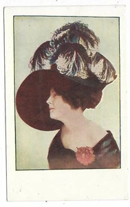 Postcard Pretty Lady in Fancy Big Hat Unsigned Unused - Picture 1 of 2