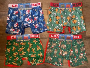 NEW 2 Pair Crazy Boxer Briefs Men's Size M Santa Christmas Holiday Underwear - Picture 1 of 18