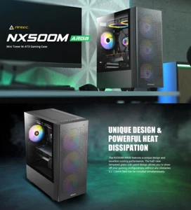 Antec NX500M mATX, Mesh, USB-C, 3x ARGB 120mm, USB 3.0, HD Audio, Case - Picture 1 of 1