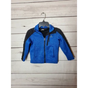 Reebok Boys Jacket Blue Black Color Block Front Zipper Pockets Long Sleeve 4 - Picture 1 of 6