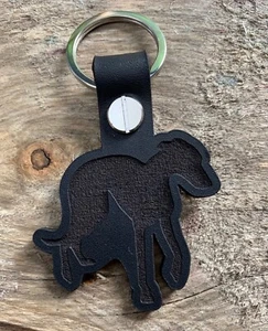 Greyhound Racing Dog Keyring Leather Breeder Keychain Fob Gift Black - Picture 1 of 2