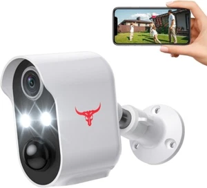 SUNNYJANE 1080P Funk Überwachungskamera mit 2 Strahlern für Innen Außen - Bild 1 von 8