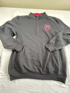Harvard Crimson NCAA Colosseum Gray Pullover Hoodie Sz Lg Men’s 1/4 NWOT - Picture 1 of 8
