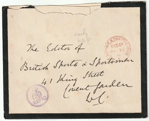 1911 APR 10 CROWN G V R EARLY CYPHER MOURNING ENV BRITISH SPORTS & SPORTSMEN - Picture 1 of 2