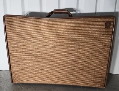 Maleta de viaje vintage retro de cuero marrón tweed HARTMANN equipaje con cinturón Foto 1 de 4