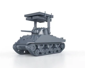 US WWII - M4 SHERMAN T34 CALLIOPE - 1/56 1/72 1/87 1/100 3D PRINTED - Picture 1 of 5