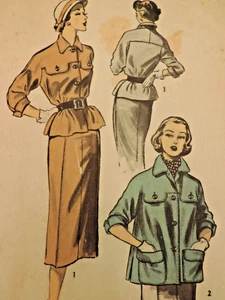 1950s Miss Advance 6084 Pattern Full Bouse and A-Line Skirt Sz: 16 B34 COMPLETE - Picture 1 of 7