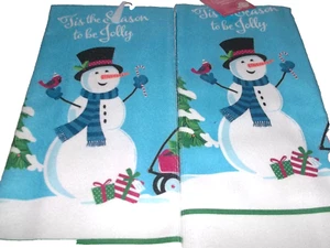 "Juego de 2 toallas de plato T'IS The SEASON To Be Jolly NUEVO CON ETIQUETAS 12""X25" - Imagen 1 de 2