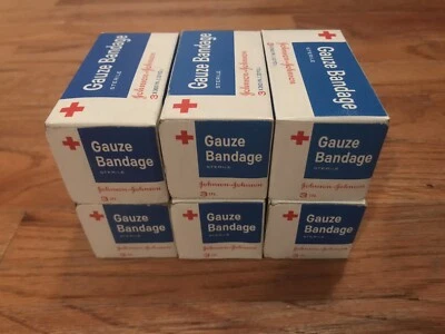 Vendaje de gasa Johnson & Johnson Cruz Roja estéril 3 x 360 pulgadas (10 yd.) Lote de 6 Foto 1 de 4