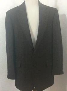 Oscar De La Renta Blazer Jacket Wool two Button Size 44 L Brown Plaid Men's - Picture 1 of 9