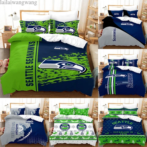 Seattle Seahawks 3 Piece Bedding Set Duvet Comforter CoverCover Pillowcases Gift Cover