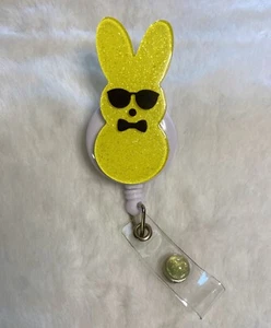 Cute Nurse Retractable Badge Reel Work ID Holder Easter Peep RN CNA MA Gift - Picture 1 of 3
