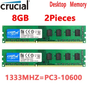 CRUCIAL DDR3 1333 MHz 16 GB 2x 8 GB PC3-10600 RAM desktop DIMM 240 pin 1,5 V - Foto 1 di 11