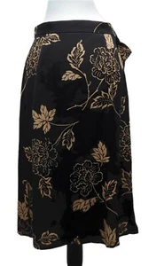 Talbots 100 % Seide Rock Größe 6 schwarz Blumenmuster gefüttert Damen Schlitz ausgestellt zum Binden Büro - Bild 1 von 12