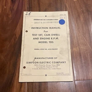 Simpson TDS Test Set, Cam Dwell & Engine R.P.M Instruction Manual 5-111626 - Picture 1 of 2