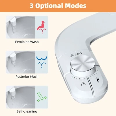 Bidet Fresh Water Spray Kit Non Electric Toilet Seat Attachment with Dual Nozzle - Image 1 of 4