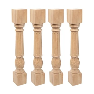 35-1/4 in. High x 5 in. Wide x 5 in. Depth Unfinished Solid Hardwood Acanthus - Picture 1 of 5