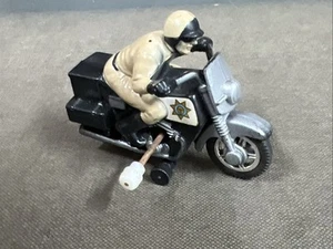 RARE! 1970s/80s WIND UP "CHiPS" CALIFORNIA HIGHWAY PATROL MOTORCYCLE & RIDER - Picture 1 of 7