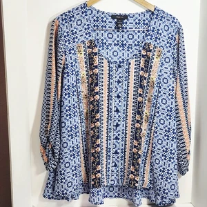 Style & Co XL Multicolor Button Down Top - Picture 1 of 3