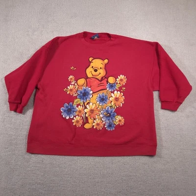 Sudadera De Colección Años 90 Winnie the Pooh Cuello Redondo Adulto 3X Rojo Disney Polar Foto 1 de 4