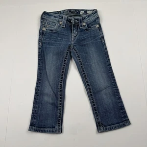 Miss Me Jeans Girls 8 (22x15) Blue Capri JK5117P9 Embroidered Pocket Stretch - Picture 1 of 13