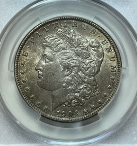 1904 $1 Morgan Silver Dollar CACG AU58 CAC Grading Amazing Coin - Picture 1 of 4