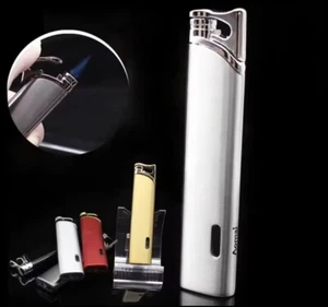 Mini Metal Windproof Flame Jet Torch Turbo Cigarette Lighter Transparent Window - Picture 1 of 10