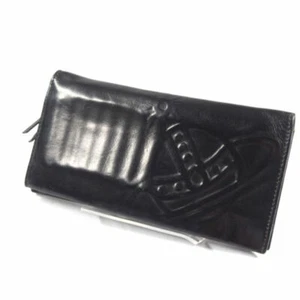 Vivienne Westwood Giant Orb Bi-fold Long Wallet Leather Black Coin Used GEIS-0 - Picture 1 of 10