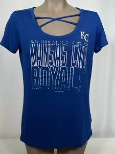 Kansas City Royals MLB Filigree Team Fitted Royal T-Shirt Women's SMALL NWT - Picture 1 of 14