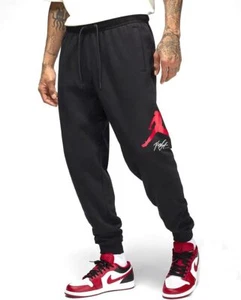 Jordan Mens Essentials Baseline Sweatpants Size Black/Gym Red/Gym Red Small - Picture 1 of 2