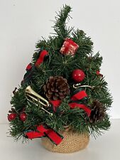 Vintage Christmas Artificial Mini Tree Table Top Decor 12.5” Ornaments No Lights