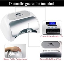 18K 18G LED 36 watt HIGH POWER FAST nail gel curing lamp - black or white gloss